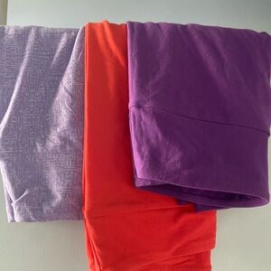 Purple, Red, and Patterned Leggings Set